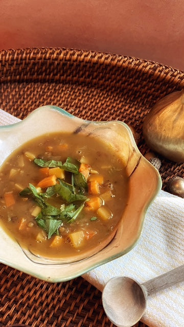 Middle Eastern Roasted Cauliflower and Lentil Soup